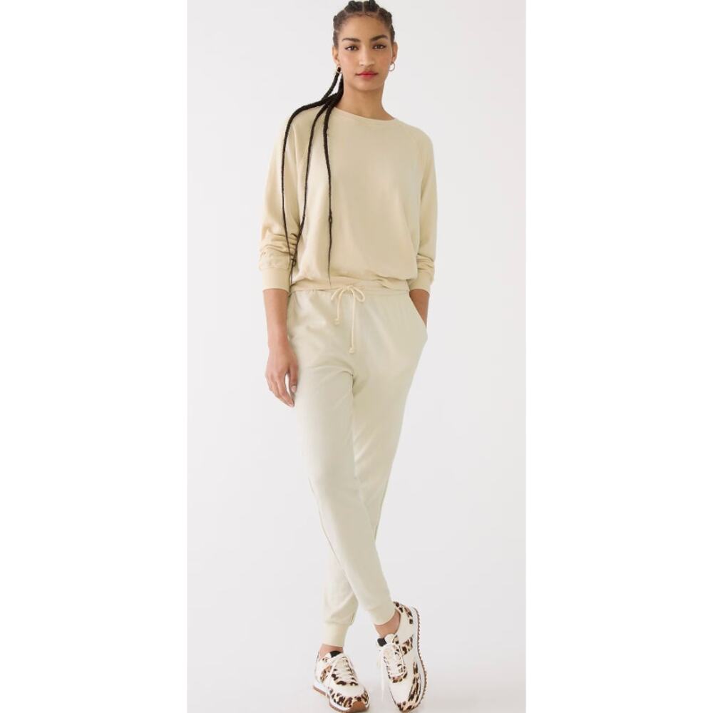 J. Crew Magic Rinse Crewneck Sweatshirt in Ivory Cream Size L NWT